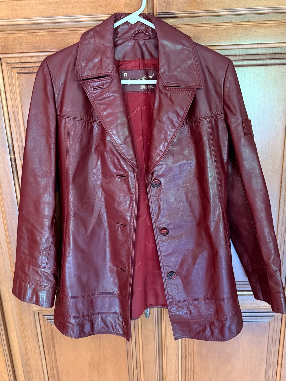 Etienne Aigner Vintage Women's Burgundy Leather Button-Front Jacket